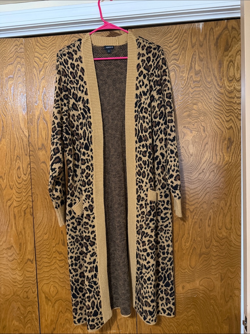 torrid Leopard Print Long Open-Front Cardigan - Camel and Black